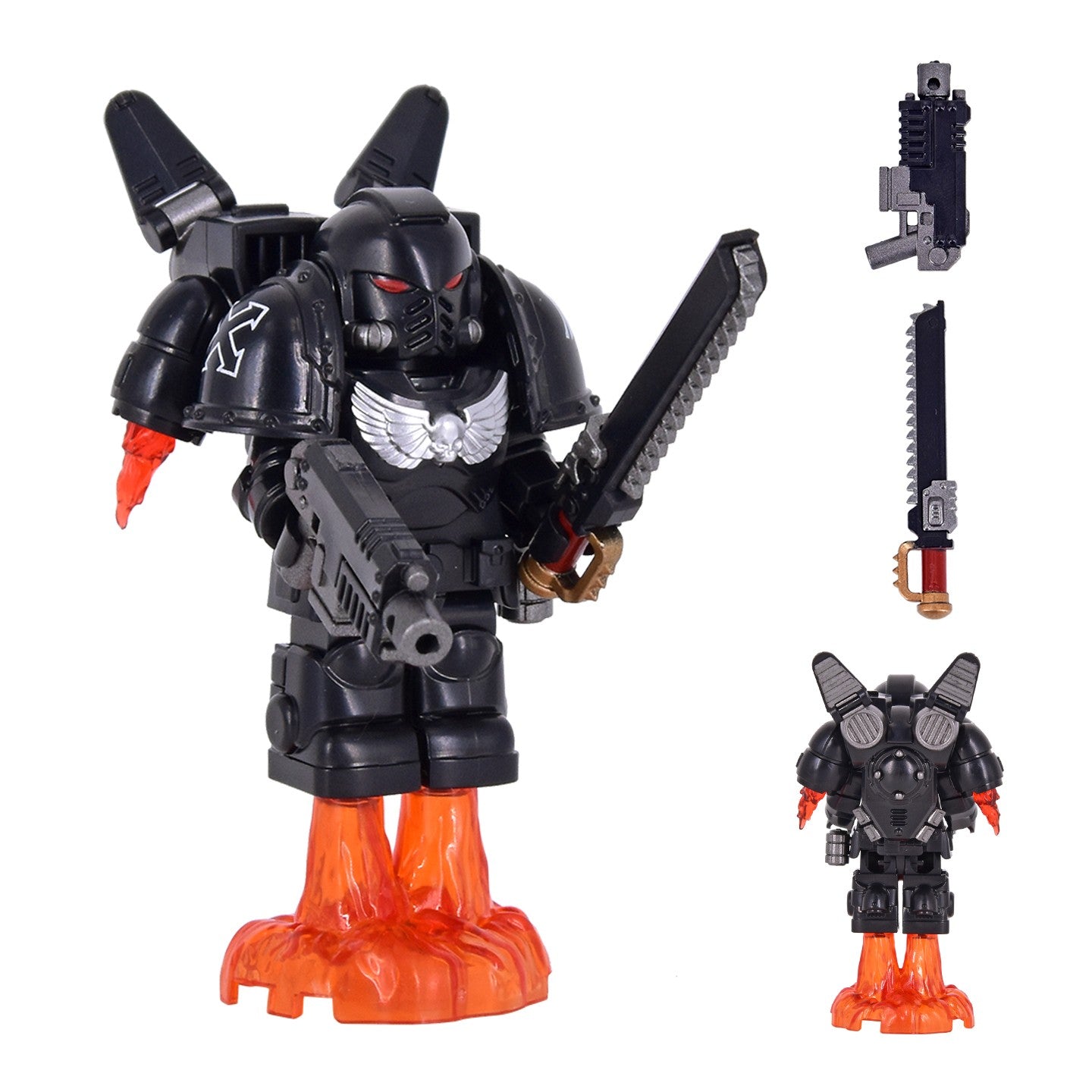 Medieval Knights War 10cm Poseable Collectible 40K Figure - Blue-Gold Armor Skull Face Design