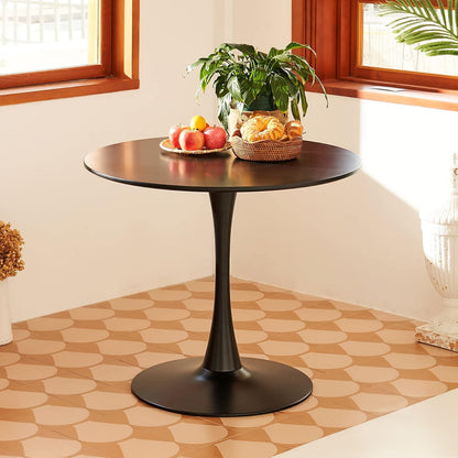Small Pedestal Table for Dining Room Kitchen Living Room Round Dining Table, 36 Inch Tulip Table with MDF Top and Steel Base
