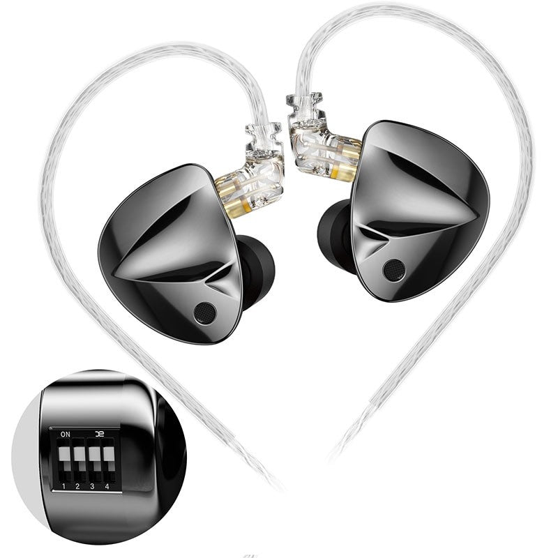 Fones de ouvido KZ D-Fi Fones de ouvido HIFI Bass Monitor 4 Níveis Chave de Afinação Fone de Ouvido Esportivo Estéreo com Redução de Ruído
