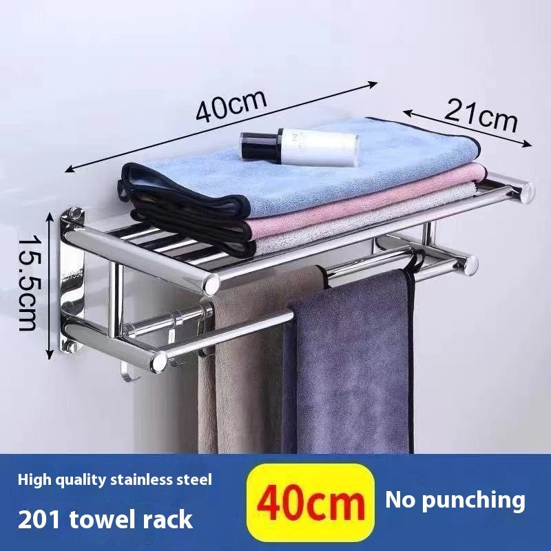 40/50/60cm Towel Rack with  Movable Hooks Steel Bathroom Kitchen Towel Holder Wall Mounted Towel Rack for Home Hotel Accessories