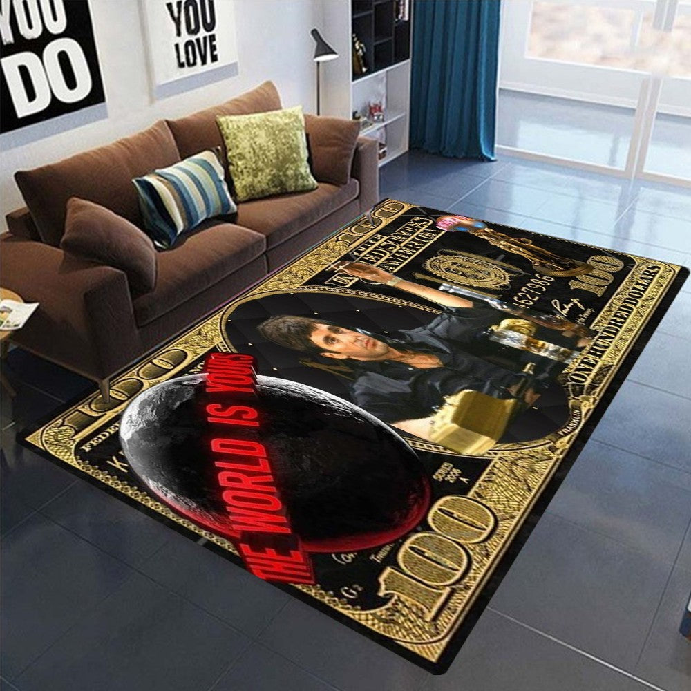Retro S-Scarface Themed NonSlip Carpet for Living Room Sofa Decor Modern Rug Floor Mat for Men Bedroom Durable Area Rugs