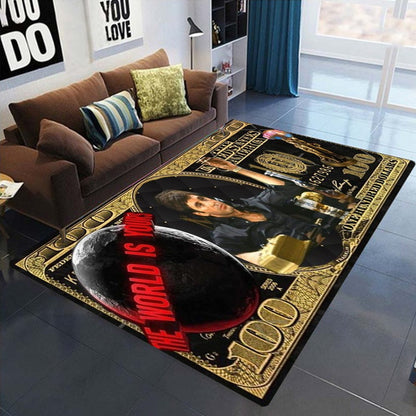 Retro S-Scarface Themed NonSlip Carpet for Living Room Sofa Decor Modern Rug Floor Mat for Men Bedroom Durable Area Rugs