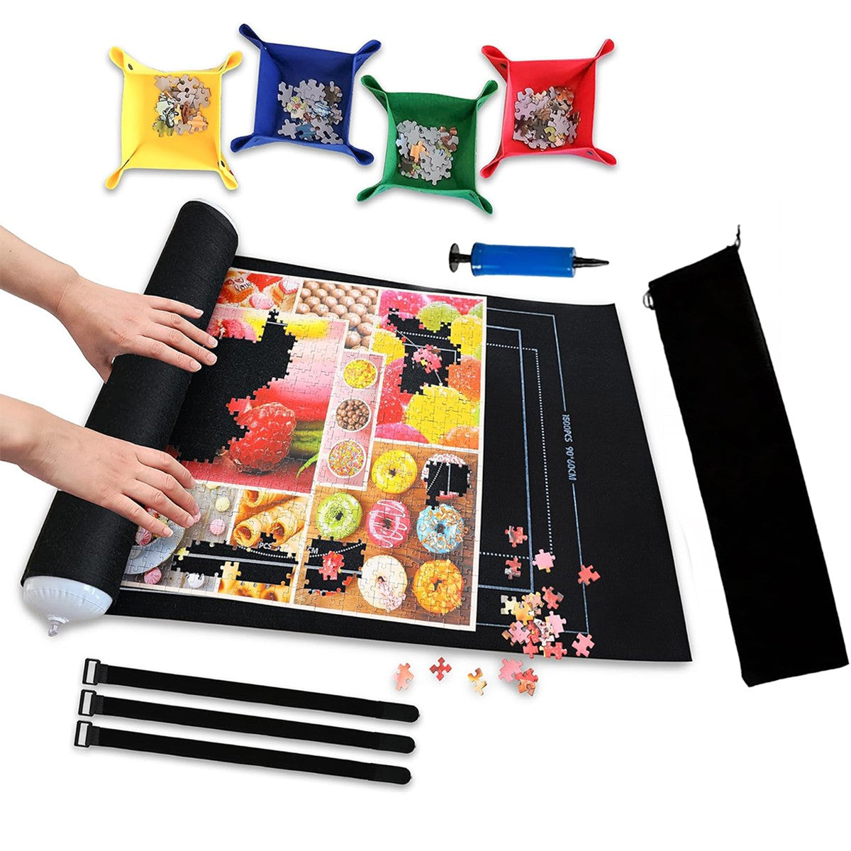 Puzzles Pad Storage Bag Jigsaw Roll Felt Mat Playmat, Up to 1500 Pcs, Perfect Puzzle Accessories for All Ages?Suitable for trave