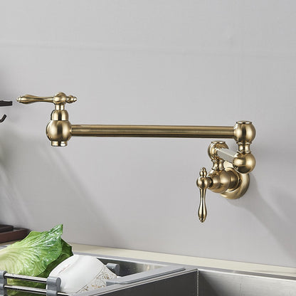 Brushed Gold Rotated Kitchen Sink Faucet Cold Water Tap Brass Basin Sink Swivel Faucets Wall Mounted Faucet