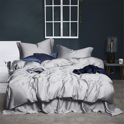 Lofuka Top Grade 100% Silk Green Bedding Set Queen King Silky Sexy Honeymoon Duvet Cover Bed Linen Flat Sheet Pillowcase