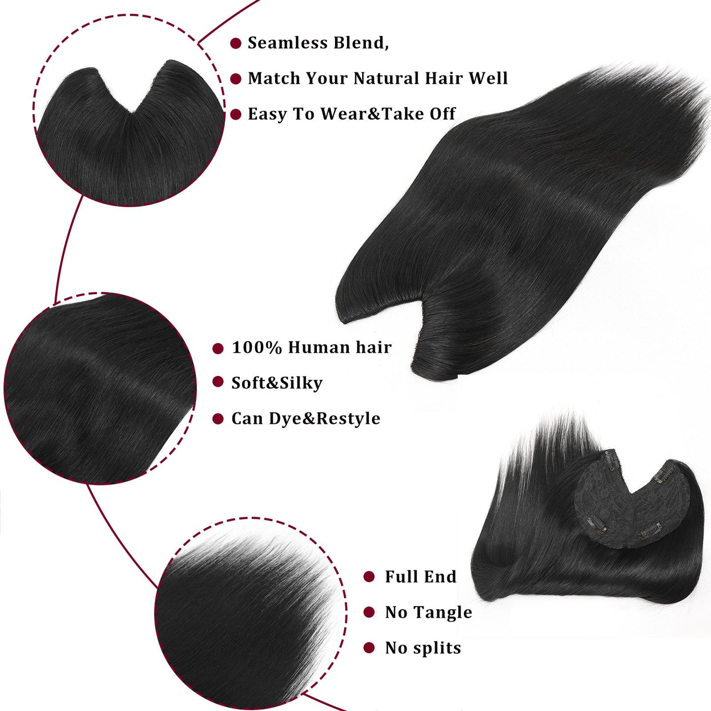 Extensões De Cabelo Humano Com Presilha Em V Para Mulheres Com Topo Invisível Castanho Loiro Destaque Para Mulheres Cabelo Liso Brasileiro Remy 16 Polegadas