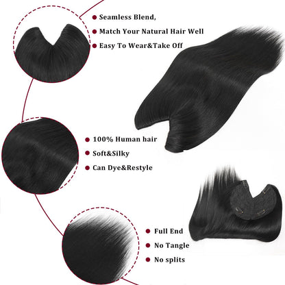 Extensões De Cabelo Humano Com Presilha Em V Para Mulheres Com Topo Invisível Castanho Loiro Destaque Para Mulheres Cabelo Liso Brasileiro Remy 16 Polegadas