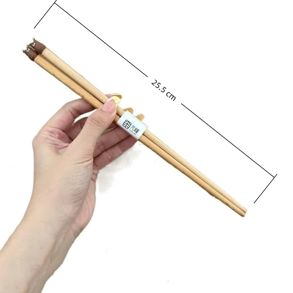 Hashis de Desenho Animado de Animais Fofos, Hashis de Madeira de Faia para Casais de Sushi, Utensílios de Jantar de Madeira Entalhados à Mão, Práticos e Bonitos