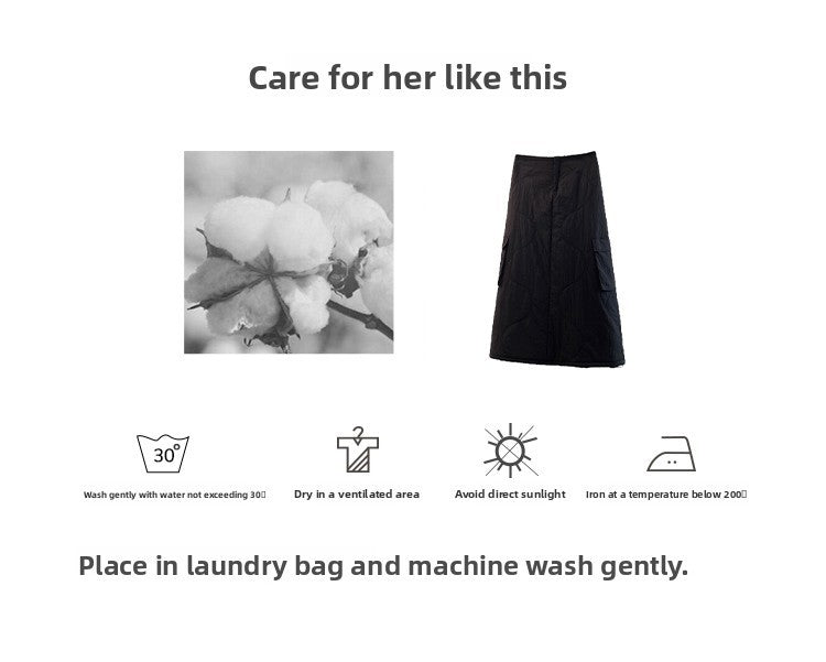 Artistic Long Thiened down Cotton f Skirt plus Size Women's Winter New Sle Fluffy Warm A-Line Skirt Commute Sle