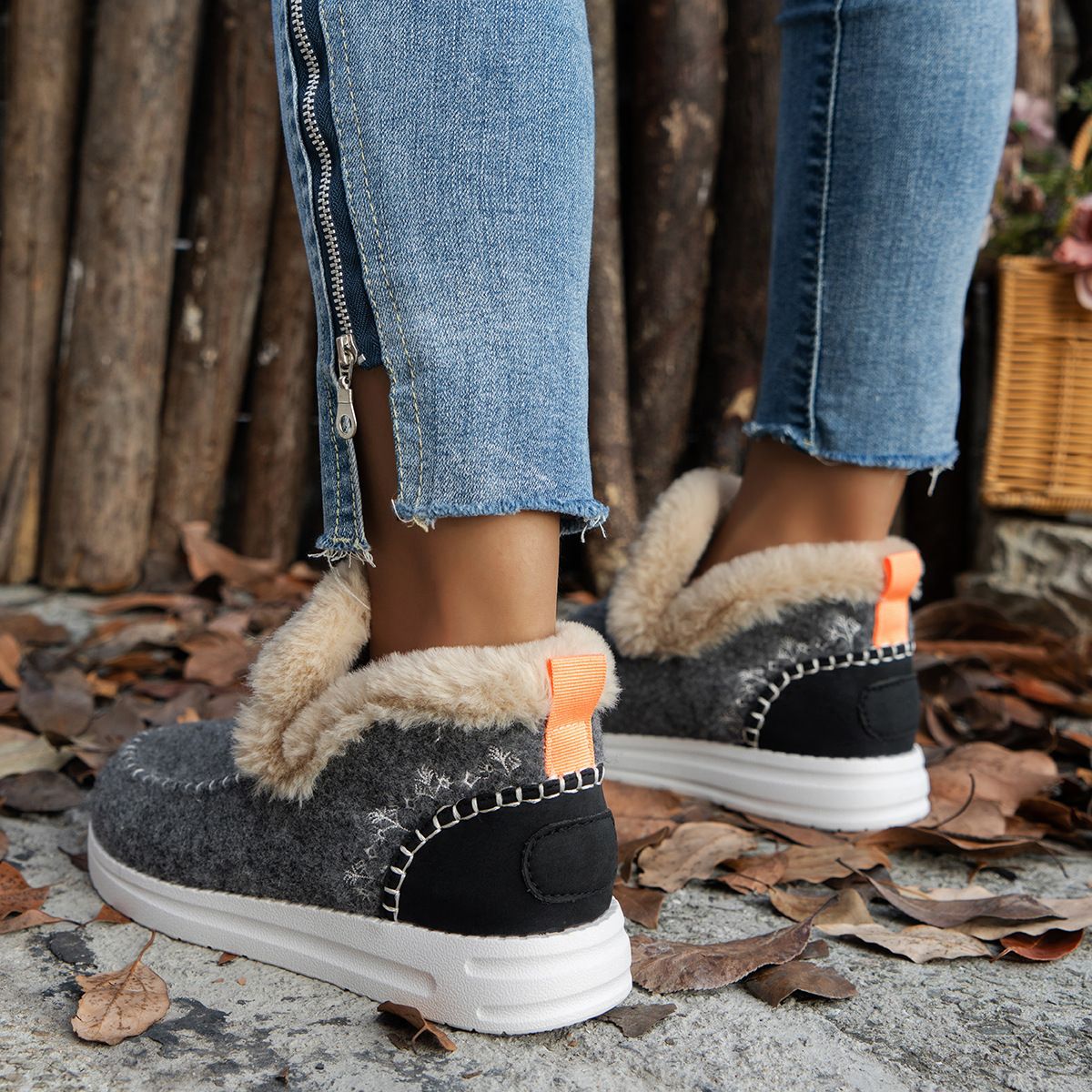 2024 Hot Sale Women Shoes Sleeve Women's Boots Winter Round Toe Plush Fleece for Warmth Short Barrel Flat Large Size Snow Boots