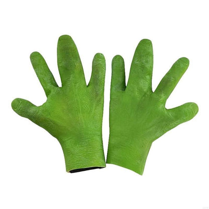 B95F Full Face Alien Mask for Adults Halloween Alien Mask Gloves Set, Alien Cosplay Costumes Props, for Halloween Party