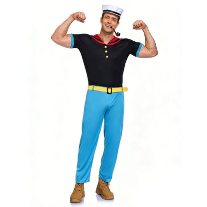 Classic Cartoon Popeye the Sailor Cosplay Costume With Hat Funny RolePlay Outfits For Men WOman Takerlama