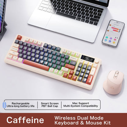 Teclado Gamer Sem Fio M96 Bluetooth FREEWOLF com Tela, Tela Eletrônica, Conexão Multi-Dispositivo, Ergonomia Gamer