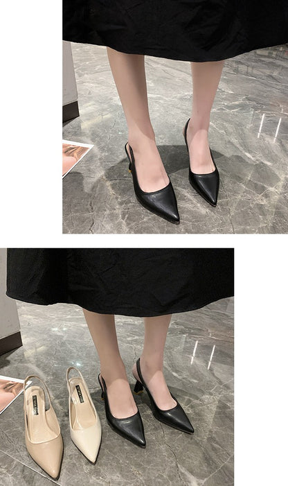 Sapatos Femininos de Verão com Salto Agulha, Bico Fino, PU Respirável, Confortáveis e Elegantes, Boca Rasa, Sandálias Sensuais