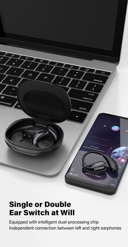 Miniso MS189 AI Translation Bluetooth Earphones Sports Wireless Headset LCD Color Touch Screen 8-Hour Battery Life Stereo Bass