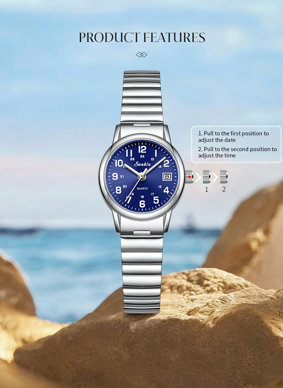 LIGE Sunkta Fashion Luxury Woman Watch Elegant Classic Simple Waterproof Calendar Stainless Belt Women's Wristwatch  Ladies Gift