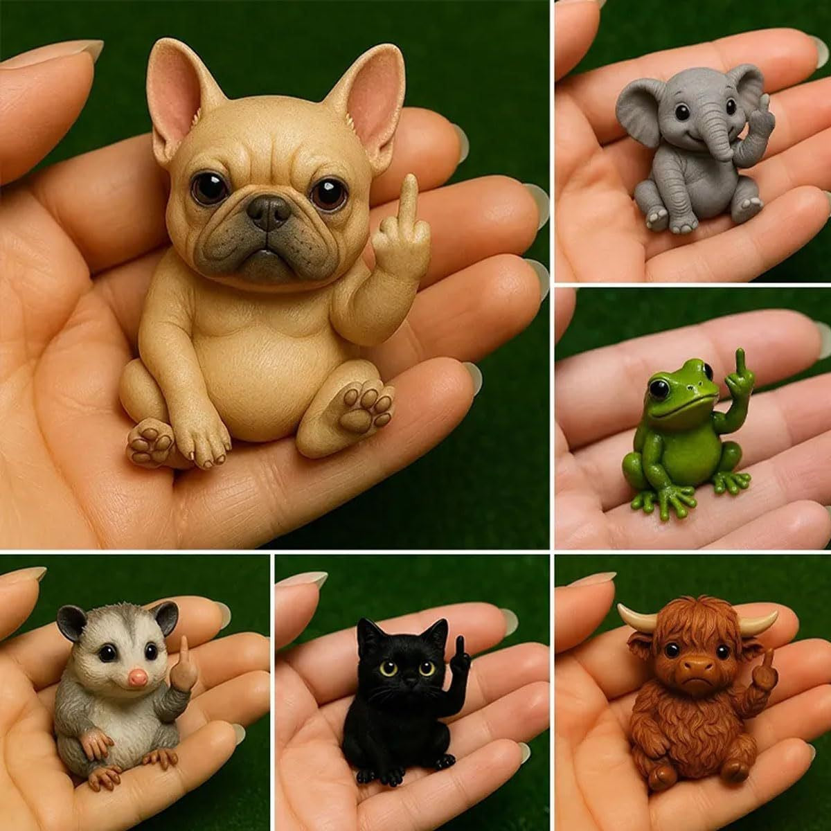 Funny Animal Middle Finger Statue - Cute Resin Mini Sculpture for Desk, Perfect Offices Prank Home Decor Modern Style Figurines