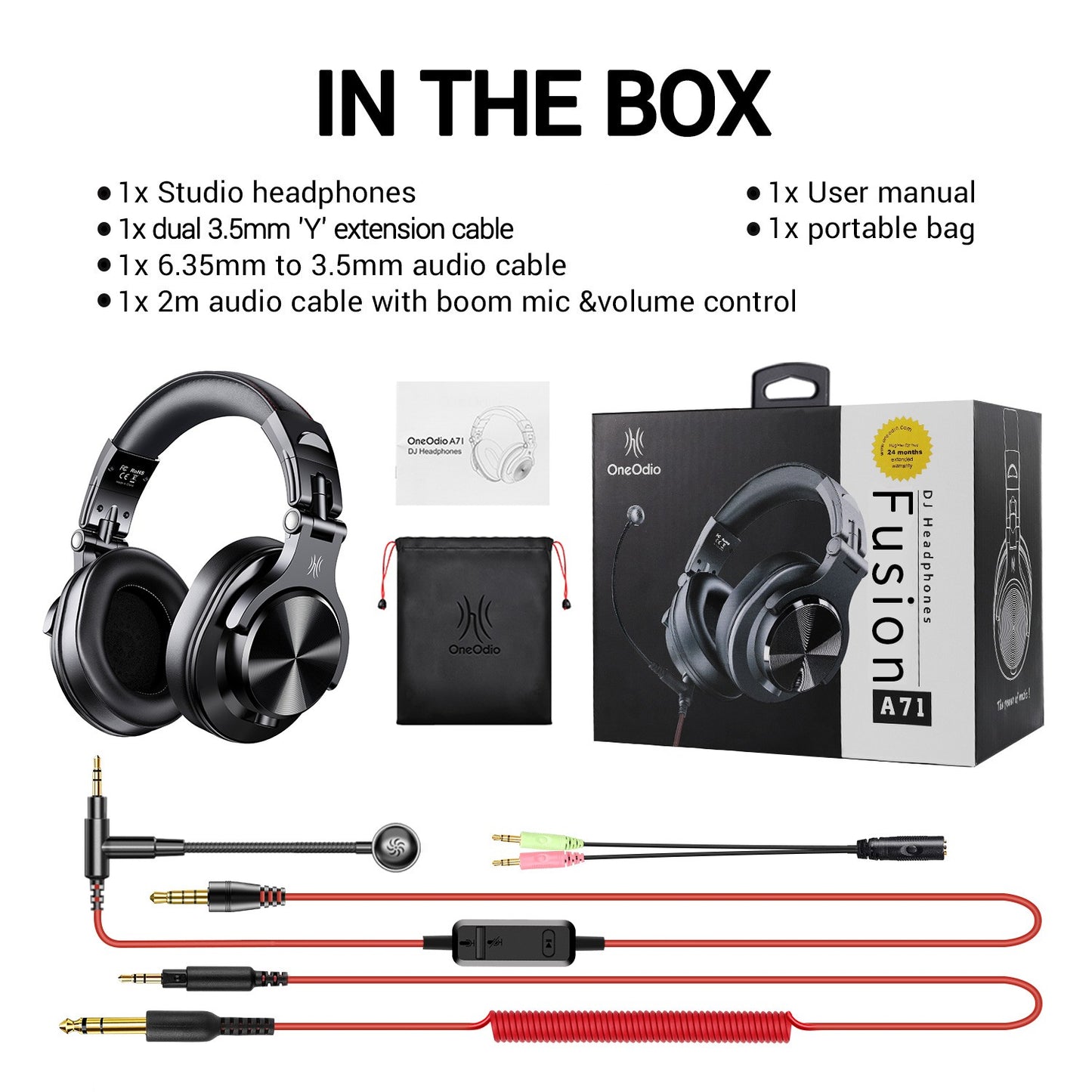Oneodio A71 Original Studio DJ Headphones Portable Wired Headset With Music Share Port Deep Bass Stereo Headphone For Recording