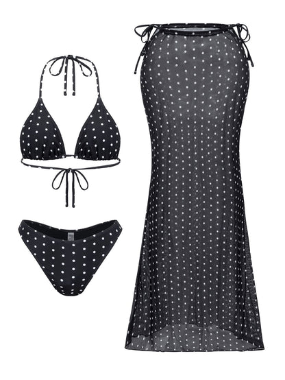 2025 New Flower Print Bikini Set Women's High Waist Long Skirt 3 Piece Swimsuit Sexy Mini Triangle Backless Thong Bathing Suit