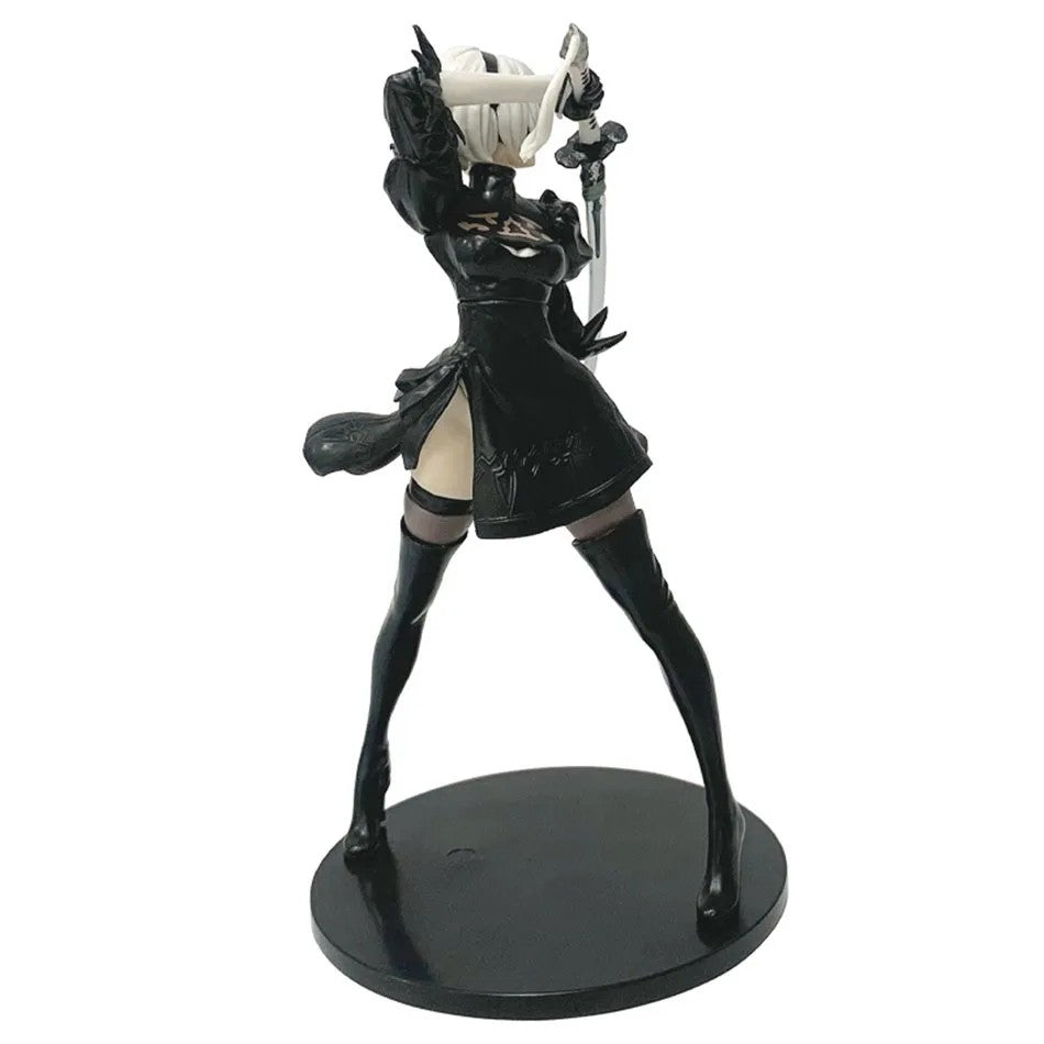 Figura de Anime Yorha 2B Quente de 18CM Série Preto e Branco PVC Colecionável Boneco de Ação Estatueta de Presente