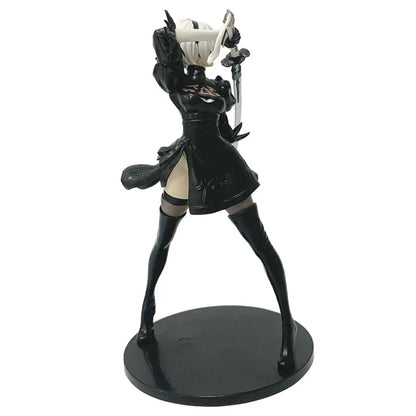 Figura de Anime Yorha 2B Quente de 18CM Série Preto e Branco PVC Colecionável Boneco de Ação Estatueta de Presente