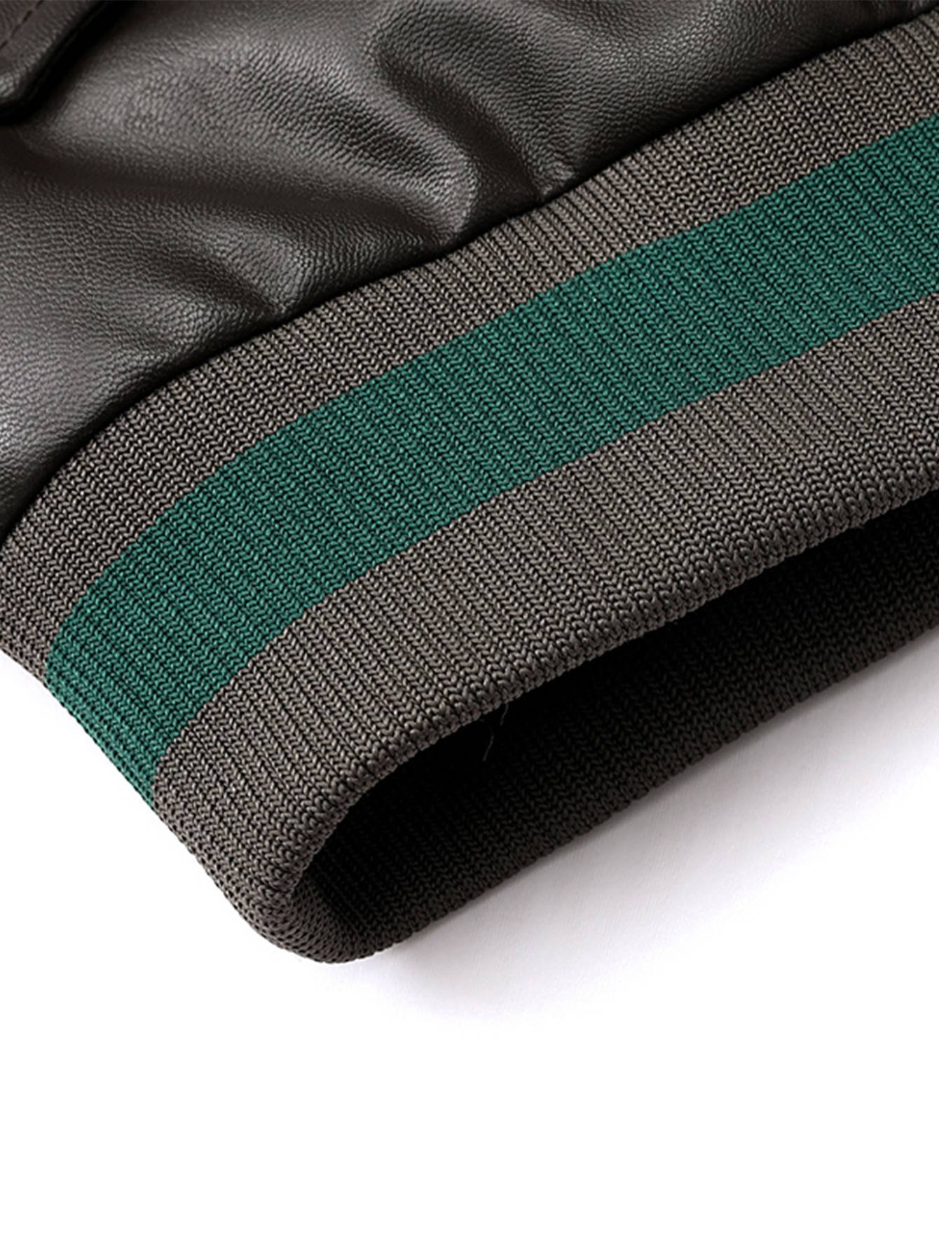 Men'S Baseball Jacket - Windproof Warm Coat with Zipper Closure, Brown & Green Accent Jacket, Non-Stretch Shell for Casual Outer