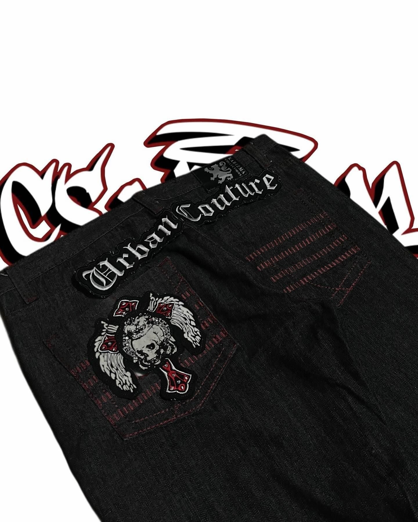 retro y2k gothic lightning graphic jeans wide legs loose loose hip-hop street style men and women fashion clothing