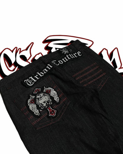 retro y2k gothic lightning graphic jeans wide legs loose loose hip-hop street style men and women fashion clothing