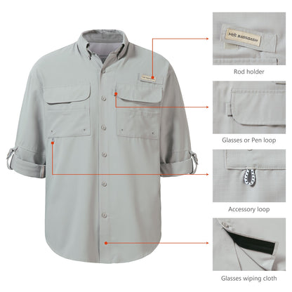 Camisa de botão Bassdash para homens, camisa de verão para usar em festas ou para pesca e sobrevivência na natureza, à prova de sol SD1