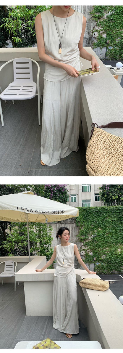 Neihe Summer Fashion Casual Wide Leg Denim Skirt Pants High-End Sensation Women's Long Pants Nine Points Seven Points Five Point