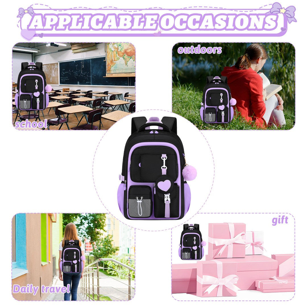 Love series elementary school backpack Lightweight large capacity and cute orthopedic school bags Middle school girls' backpacks