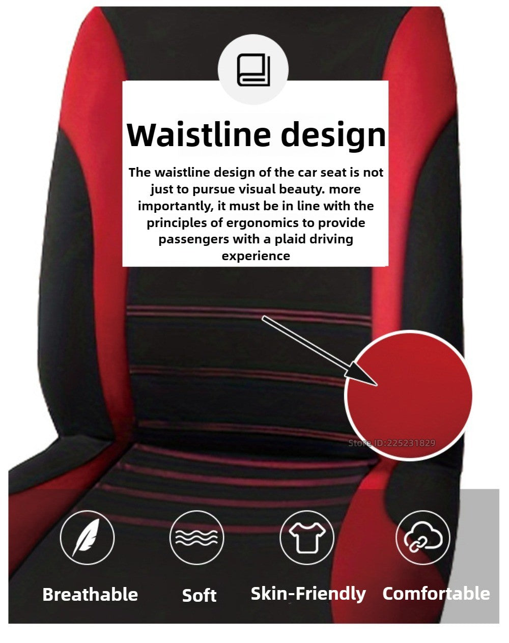 Almofada universal com design de linha de cintura AUTOMOTIVA Tamanho universal para carro, SUV, caminhão, van, acessórios, capas de assento internas, conjunto completo