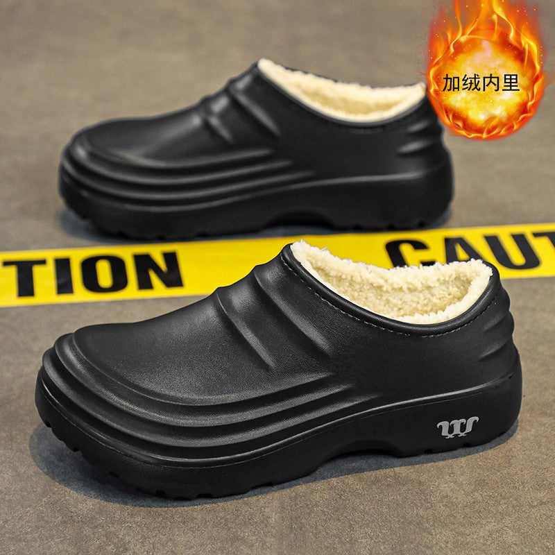 Winter Plush Supper Warm Chef Shoes for Men Women Very Soft Rubber Sandals Clogs Garden Shoes Without Holes Kitchen Work