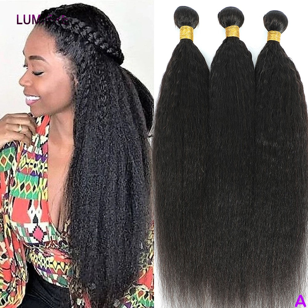 Pacotes de Cabelo Humano Liso Kinky Yaki 100% Cabelo Humano Virgem Puro Brasileiro Extensões de Cabelo em Promoção/Liquidação