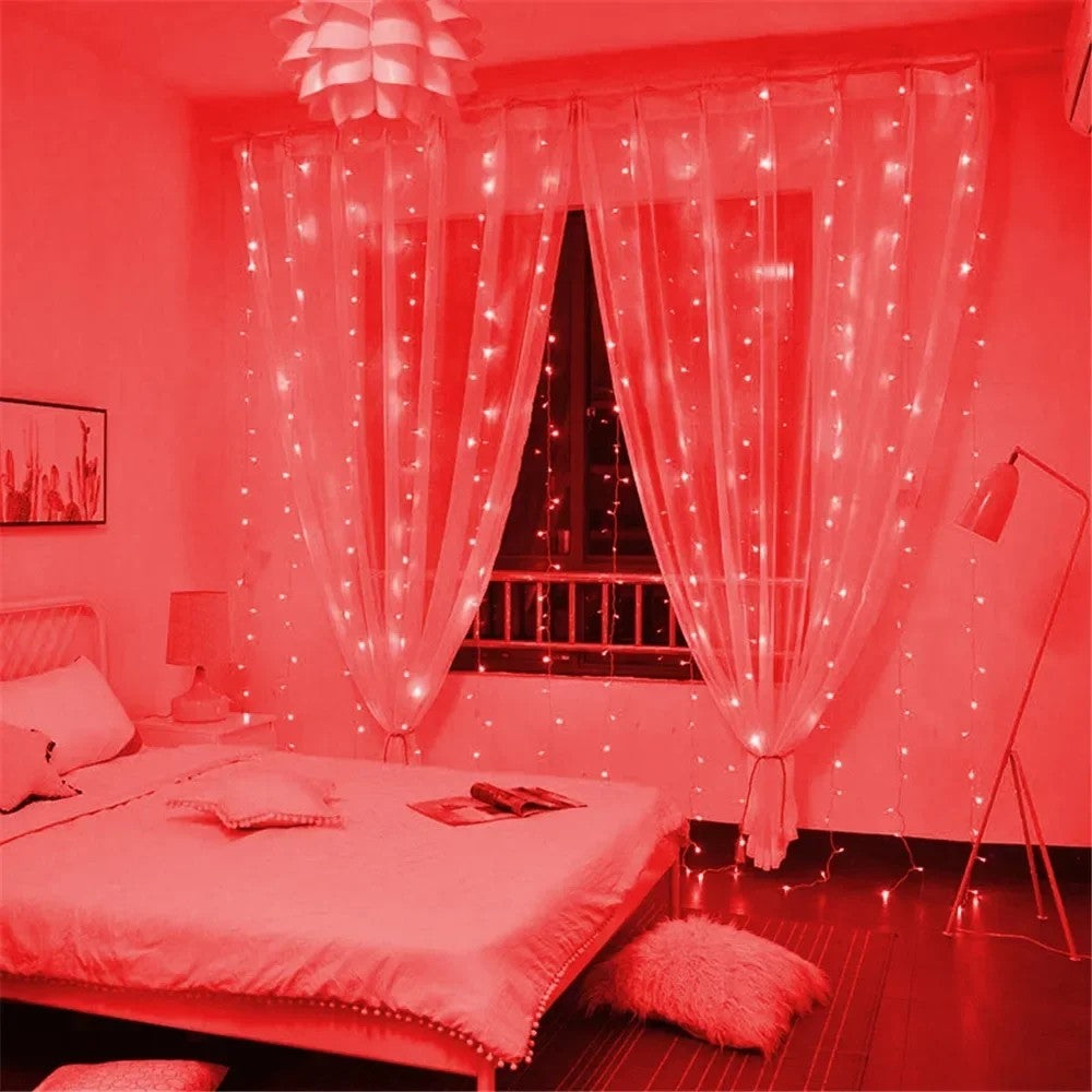 3/6M USB LED Curtain 8Modes Remote Control Lights Holiday Wedding Garland for Bedroom Living Room Decor Ramadan Decorations