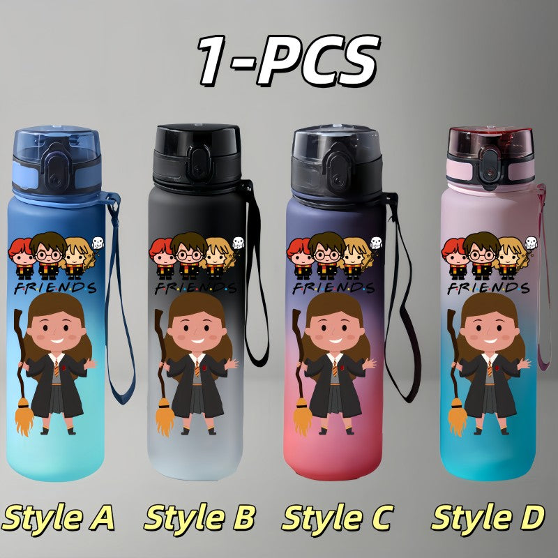 Garrafa de Água Portátil Harry Potter de Grande Capacidade com Personagens de Anime para Uso Externo, com Corda, à Prova de Vazamentos, Presente para Meninos e Meninas