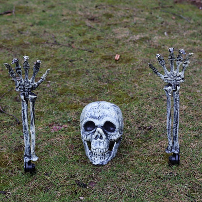 Halloween Skull Skeleton Head Realistic Human Hand Arms for Halloween Party Home Garden Lawn Decor Haunted House Horror Props