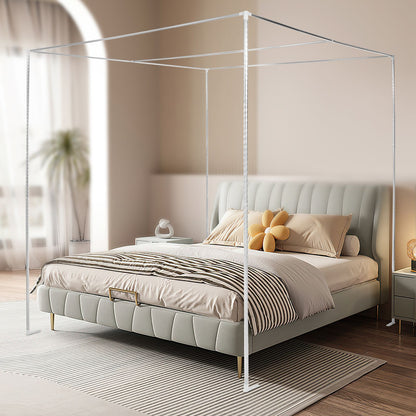 Detachable Mosquito Net Frame?Silver Rust-proof Stainless Steel Bedding Canopy Frame?for 4 Corner Bed for Twin/Full Size Bed