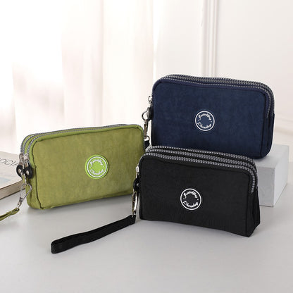 New long women's clutch, three-layer zipper, large-capacity coin purse