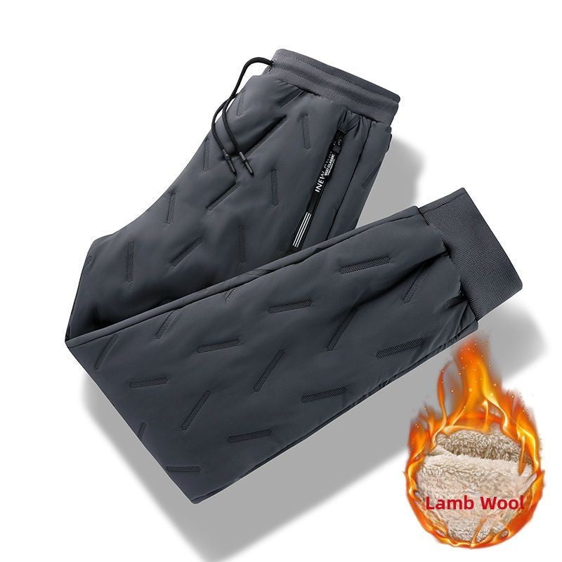 Men's Winter Thiened Fce Lined down Cotton Pants Casual Spor Long Trousers Loose Fit Warm Outerwear for Autumn And Winter