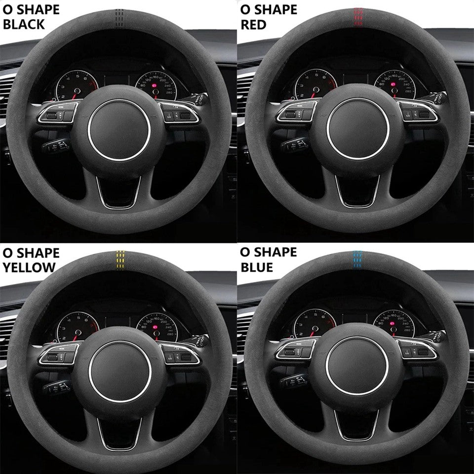 Capas para Volante de Carro Couro Bovino Camurça Capa de Volante Universal 37-38cm Respirável Acessórios para Carro