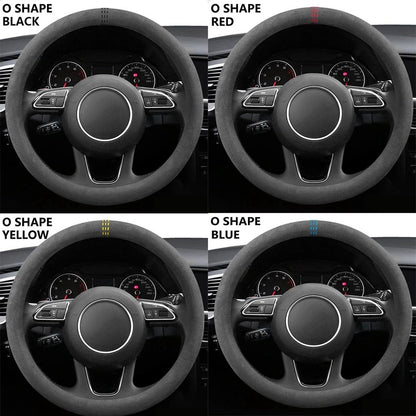 Capas para Volante de Carro Couro Bovino Camurça Capa de Volante Universal 37-38cm Respirável Acessórios para Carro