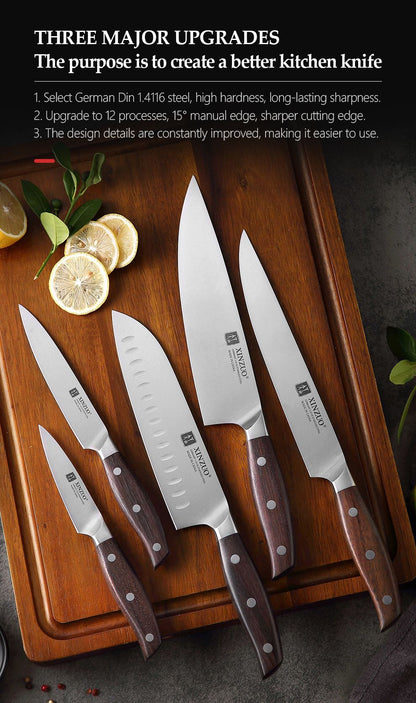 XINZUO 1PC/5PCS High Quality 3.5+5+8+8+8"  Paring Utility Cleaver Chef Knife Germany 1.4116 Stainless Steel Kitchen Knife Sets