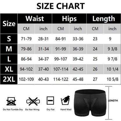 Men Hip Lift Body Shaper Sponge Fake Butt Padded Boxer Briefs Hollow out Breathable Slimming Underwear Body Shaping Enhancement