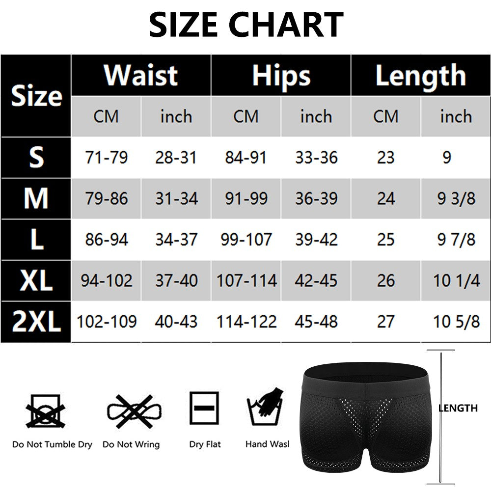 Men Hip Lift Body Shaper Sponge Fake Butt Padded Boxer Briefs Hollow out Breathable Slimming Underwear Body Shaping Enhancement