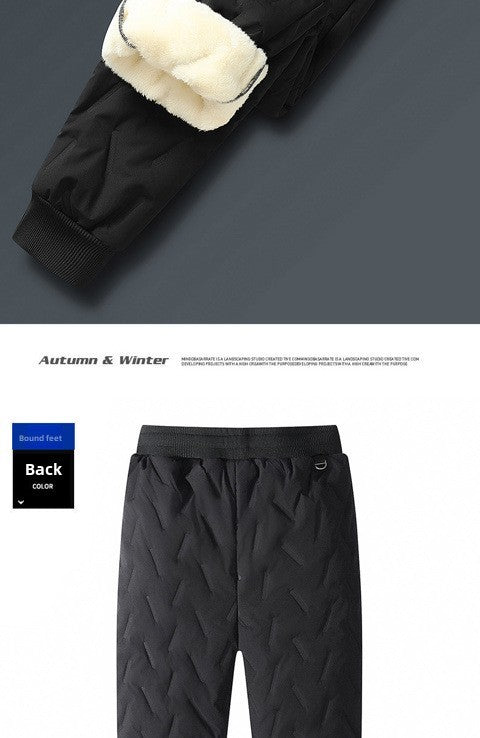 Calça Casual com Cordão Elástico na Cintura Moletom Esportivo Calça Folgada de Inverno Masculina Roupas Masculinas Quentes à Prova de Vento Y2k?