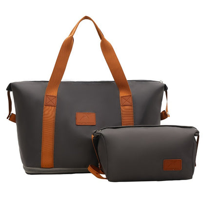 2Pc Multifunctional Travel Duffel Women Weekend Tote Bag Expandable Luggage Handbag Trip Carry On Pack Sports Gym Crossbody Bags