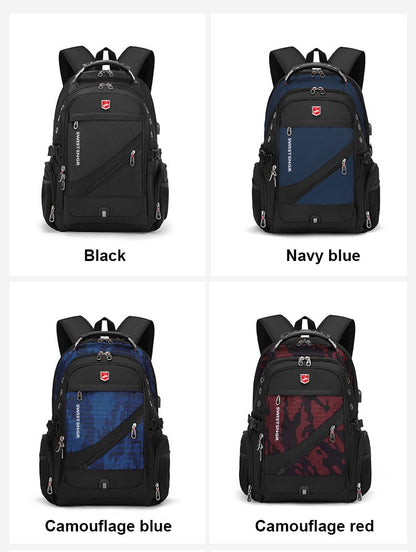 Mochila Masculina Antifurto Impermeável para Notebook de 17 polegadas com Carregamento USB, Mochila de Viagem de Negócios e Escolar Masculina