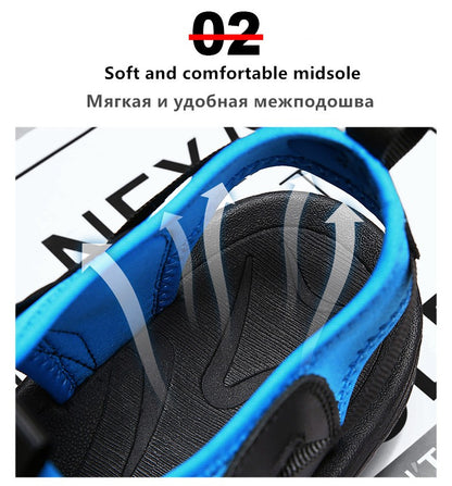 New Summer Genuine Leather Men Sandals Fashion Design Breathable Casual Shoes Men Soft Bottom Outdoor Beach Sandals Big Size 48