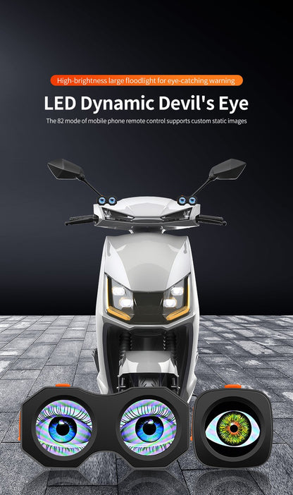 Lâmpada Olho do Diabo Moto Bicicleta Elétrica Luz Traseira Modificação Espelho Retrovisor Olho Águia Olho LED Atmosfera Dinâmica Controle APP
